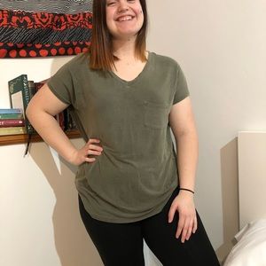 long soft and sexy green v-neck